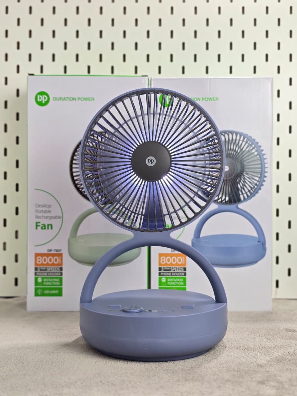 DP7637 Automatic Rotating Fan With LED Light & Mobile Stand photo 2
